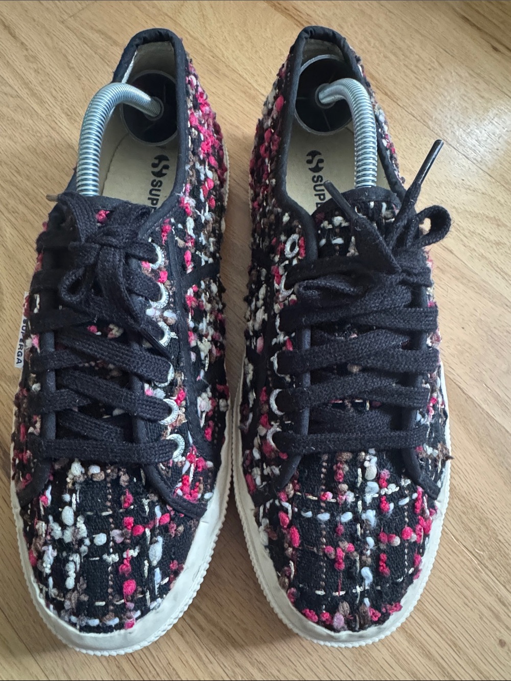 Superga 2750 Tweed Bouclé Sneakers Black Pink Women’s 9 EU 40